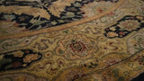 Oriental Rug Indian Handmade Round Transitional 9'10"x9'10" (10x10) Whites/Beige Black Jaipur Floral Design #27979