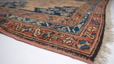 Persian Rug Heriz Handmade Runner Antique Tribal 4'7"x12'11" (5x13) Whites/Beige Blue Geometric Design #34065