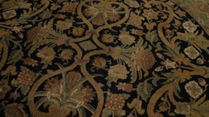 Oriental Rug Indian Handmade Round Transitional 8'0"x8'0" (8x8) Whites/Beige Black Jaipur Floral Design #35651