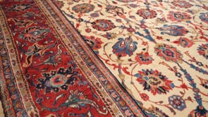 Persian Rug Sarouk Handmade Area Traditional 10'2"x14'2" (10x14) Whites/Beige Red Shah Abbasi Floral Design #18603