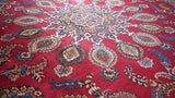 Persian Rug Yazd Handmade Area Traditional 10'3"x14'10" (10x15) Red Blue Sheikh Safi Floral Design #18881