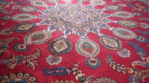 Persian Rug Yazd Handmade Area Traditional 10'3"x14'10" (10x15) Red Blue Sheikh Safi Floral Design #18881