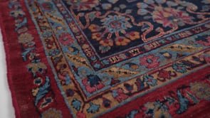Persian Rug Kerman Handmade Area Antique Traditional 9'3"x13'10" (9x14) Red Blue Floral Design #23402