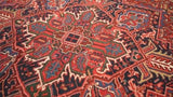 Persian Rug Heriz Handmade Area Tribal Vintage 10'4"x13'0" (10x13) Red Geometric Design #26749
