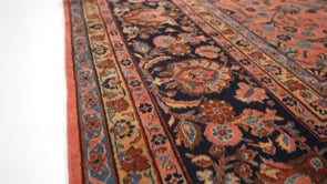 Persian Rug Kashan Handmade Area Antique Traditional 10'0"x14'1" (10x14) Red Blue Floral Design #27916