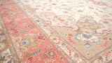Persian Rug Tabriz Handmade Area Traditional 9'10"x12'10" (10x13) Whites/Beige Pink Naghsh Floral Design #30430