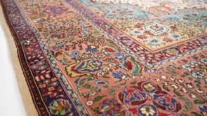 Persian Rug Tabriz Handmade Area Traditional 10'0"x12'8" (10x13) Whites/Beige Blue Shah Abbasi Floral Design #31085