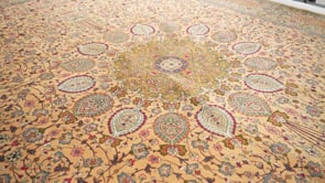 Persian Rug Tabriz Handmade Area Traditional 9'10"x13'5" (10x13) Whites/Beige Orange Sheikh Safi Floral Design #31741