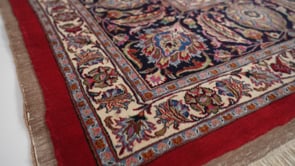 Persian Rug Mashhad Handmade Area Traditional 9'11"x13'0" (10x13) Red Blue Floral Design #31894