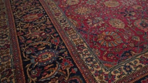 Persian Rug Tabriz Handmade Area Antique Traditional 10'4"x14'6" (10x15) Red Blue Floral Design #32283