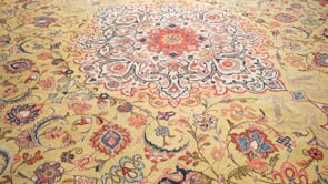 Persian Rug Sarouk Handmade Area Traditional 10'7"x13'7" (11x14) Yellow/Gold Green Animals Floral Design #34059