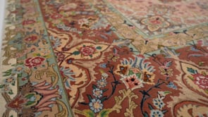Persian Rug Tabriz Handmade Area Traditional 10'0"x13'6" (10x14) Whites/Beige Pink Naghsh Floral Design #34699