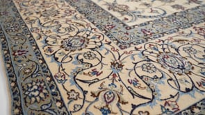 Persian Rug Nain Handmade Area Traditional 9'10"x13'2" (10x13) Whites/Beige Blue Floral Design #34775