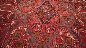 Persian Rug Heriz Handmade Area Tribal Vintage 9'5"x12'8" (9x13) Red Geometric Design #35780