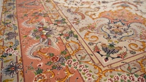 Persian Rug Tabriz Handmade Area Traditional 9'10"x12'8" (10x13) Whites/Beige Pink Naghsh Floral Design #35803