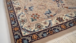 Persian Rug Isfahan Handmade Area Traditional 10'0"x13'4" (10x13) Whites/Beige Blue Gray Floral Design #35832