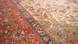 Persian Rug Tabriz Handmade Area Traditional 9'10"x12'11" (10x13) Red Whites/Beige Green Floral Design #35868