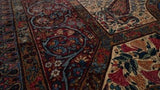 Persian Rug Lavar Kerman Handmade Area Antique Traditional 9'3"x13'1" (9x13) Red Whites/Beige Blue Unusual Paisley/Boteh Floral Design #35977