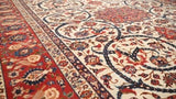 Persian Rug Isfahan Handmade Area Traditional 10'2"x13'4" (10x13) Red Whites/Beige Floral Design #35997