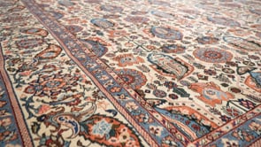 Persian Rug Varamin Handmade Area Traditional 10'5"x13'0" (10x13) Whites/Beige Blue Paisley/Boteh Design #17957