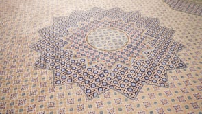 Persian Rug Kerman Handmade Area Traditional 9'10"x12'6" (10x13) Whites/Beige Blue Green Unusual Geometric Design #32083