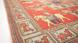 Persian Rug Sirjan Handmade Area Tribal 9'6"x13'2" (10x13) Red Blue Kilim Historical Pictorial Design #34010