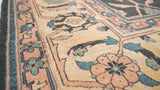 Persian Rug Mahal Handmade Area Tribal Vintage 9'7"x13'0" (10x13) Blue Whites/Beige Floral Design #34166