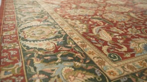 Oriental Rug Indian Handmade Area Transitional 9'11"x13'5" (10x13) Red Green Jaipur Floral Design #34280