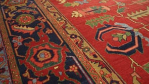 Persian Rug Heriz Handmade Area Tribal 9'10"x12'5" (10x12) Red Green Geometric Design #34433