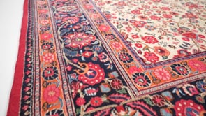 Persian Rug Moud Handmade Area Traditional 10'2"x13'5" (10x13) Red Whites/Beige Floral Design #35552