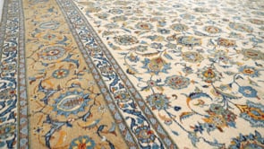 Oriental Rug Pakistani Handmade Area Traditional 9'11"x14'6" (10x15) Whites/Beige Blue Floral Kashan Design #35733