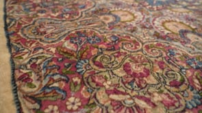 Persian Rug Kerman Handmade Area Antique Traditional 9'11"x13'3" (10x13) Whites/Beige Pink Green Floral Design #35818