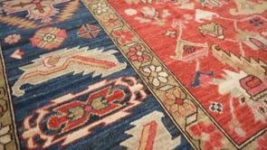 Oriental Rug Pakistani Handmade Area Tribal Transitional 10'2"x13'10" (10x14) Red Blue Geometric Heriz Design #36104