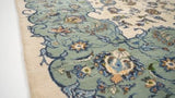 Persian Rug Kashan Handmade Area Traditional 9'6"x13'6" (10x14) Whites/Beige Blue Open Field Floral Design #112