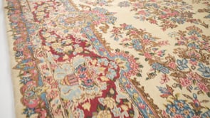 Persian Rug Kerman Handmade Area Traditional 9'8"x13'0" (10x13) Whites/Beige Red Floral Design #23029