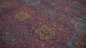 Persian Rug Kerman Handmade Area Antique Traditional 15'9"x29'9" (16x30) Red Blue Yellow/Gold Floral Design #4553