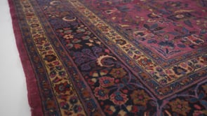 Persian Rug Mashhad Handmade Square Traditional 13'0"x14'6" (13x15) Purple Floral Design #16194