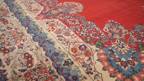 Persian Rug Sarouk Handmade Area Traditional 13'7"x19'0" (14x19) Red Open Field Floral Design #13983
