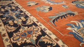 Persian Rug Tabriz Handmade Area Traditional 13'0"x19'8" (13x20) Orange Blue Open Field Floral Design #22654
