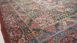 Persian Rug Lavar Kerman Handmade Area Antique Traditional 10'2"x18'0" (10x18) Red Blue Floral Design #23135