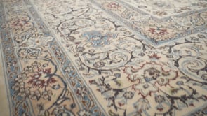 Persian Rug Nain Handmade Area Traditional 19'0"x31'7" (19x32) Whites/Beige Blue Floral Design #25719