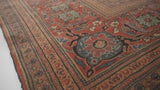 Persian Rug Tabriz Handmade Area Antique Traditional 13'0"x19'6" (13x20) Blue Red Mahi Fish Design #25944