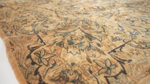 Persian Rug Lavar Kerman Handmade Area Antique Neutral 11'10"x24'5" (12x24) Whites/Beige Blue Floral Design #26767