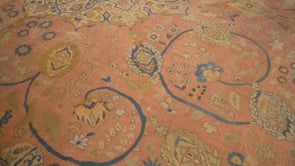 Persian Rug Tabriz Handmade Area Antique Traditional 13'5"x18'10" (13x19) Pink Whites/Beige Floral Design #27103