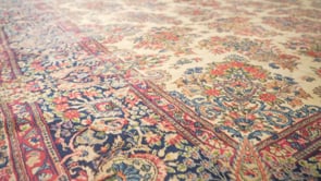 Persian Rug Kerman Handmade Area Traditional 9'9"x16'8" (10x17) Whites/Beige Blue Pink Floral Design #27622
