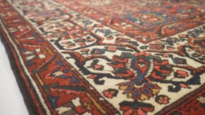 Persian Rug Bakhtiari Handmade Area Tribal Vintage 12'4"x14'8" (12x15) Red Whites/Beige Garden Design #27866