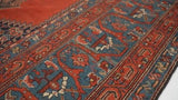 Persian Rug Bijar Handmade Area Antique Traditional 6'11"x17'4" (7x17) Red Blue Open Field Geometric Herati Design #28833
