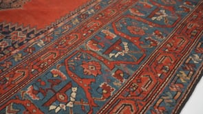 Persian Rug Bijar Handmade Area Antique Traditional 6'11"x17'4" (7x17) Red Blue Open Field Geometric Herati Design #28833
