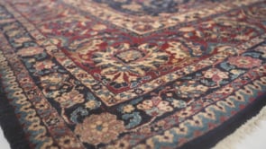 Persian Rug Lavar Kerman Handmade Area Antique Traditional 11'4"x15'2" (11x15) Blue Floral Design #30279