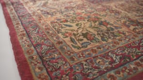 Persian Rug Kerman Handmade Area Antique Traditional 14'7"x25'5" (15x25) Whites/Beige Red Garden Design #30530